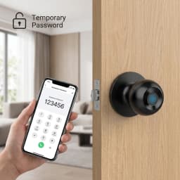 Smart Fingerprint Door Knob Lock Tuya App Control Keyless Entry Smart Lock Temporary Password Unlock Easy Install Round Handle Lock for Bedroom Office Interior Doors
