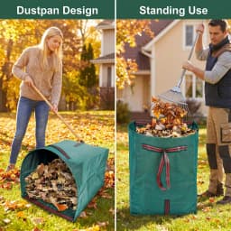 2 Pack Reusable Yard Waste Bags With Gloves, 40/53/72 Gallon Self Standing Open Top Leaf Bags For Lawn Garden Debris Cleanup