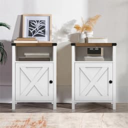 1pc Farmhouse Nightstand, Side Table, End Table with Barn Door And Shelf, Narrow Entryway Table, Rustic Modern Bed Night Stand for Bedroom, Living Room, Modern Living Room Decor, Navy Blue/Grey/White/Oak/Light Oak/Black, 23.7"*15.8"
