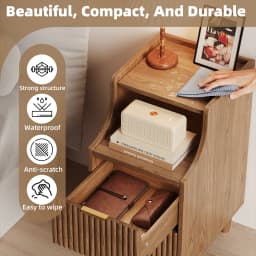 Set of 2, Narrow Nightstand with 2 Drawers, Slim Bedside Table | 11.81"W Modern Nightstand with Open Shelf , Space Saving Storage Cabinet for Bedroom and Study