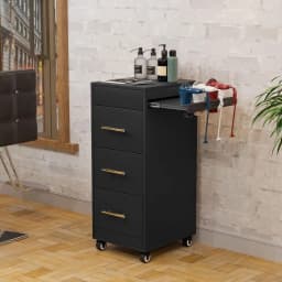 Sn Trolley Cart with Wheels, Wooden Hair Storage Cabinet, Stylist Cart Mobile Hairdring Barber Station or Beauty Spa Barbershop,