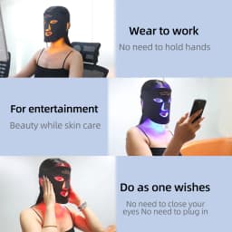 Silicone Wireless LED Mask Face 3 Colors LED Light Photon Red Light Infrared Therapy for Anti Aging Brightness Reduce Wrinkle Acne Facial Care Wireless Use
