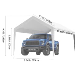 VEVOR Carport Replacement Canopy Cover Garage Top Tent Shelter Tarp Heavy-Duty Waterproof & UV Protected (Frame Not Include)