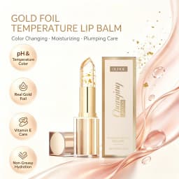 Gold Foil Color Changing Lip Balm Glossy Non-Sticky Nourishing Moisturizing Lasting Transferproof Color Changing Lipstick