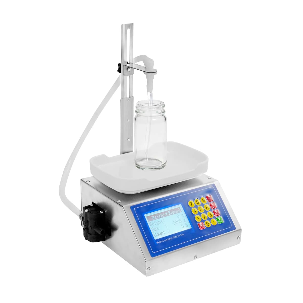 Liquid Filling Machine with Diaphragm Pump, 3.2L/min Filler 8g-3kg, LCD Display for Liquids Beverages Sauces