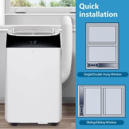 14000 BTU Portable Air Conditioner 3-in-1 AC Unit Cool Dehumidifier Fan Mode for Rooms Up to 750 Sq.ft White Portable AC with LED Display Remote Control 24H Timer Complete Exhaust Hose & Window Kit Included