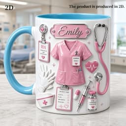 1PC11oz custom name nurse mug, 2D personalized medical staff coffee mug, nurse life gift, holiday thank you gift.