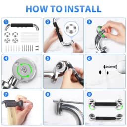 16 Inch Shower Grab Bars for Seniors, Anti Slip Handicap Grab Bars | 2 Pack, Waterproof and Sturdy, for Elderly, Seniors, Handicap, Pregnant, the Injured, Children Provide Stability and Balance
