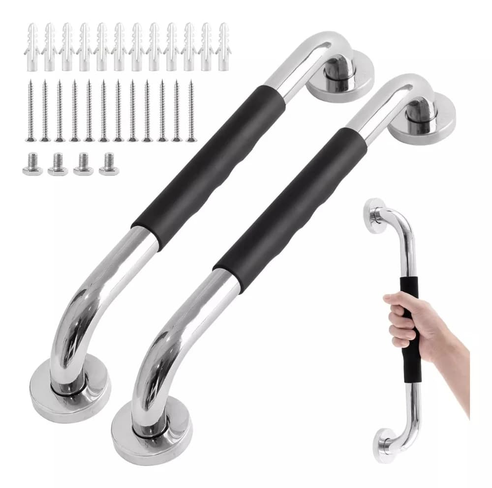 16 Inch Shower Grab Bars for Seniors, Anti Slip Handicap Grab Bars | 2 Pack, Waterproof and Sturdy, for Elderly, Seniors, Handicap, Pregnant, the Injured, Children Provide Stability and Balance