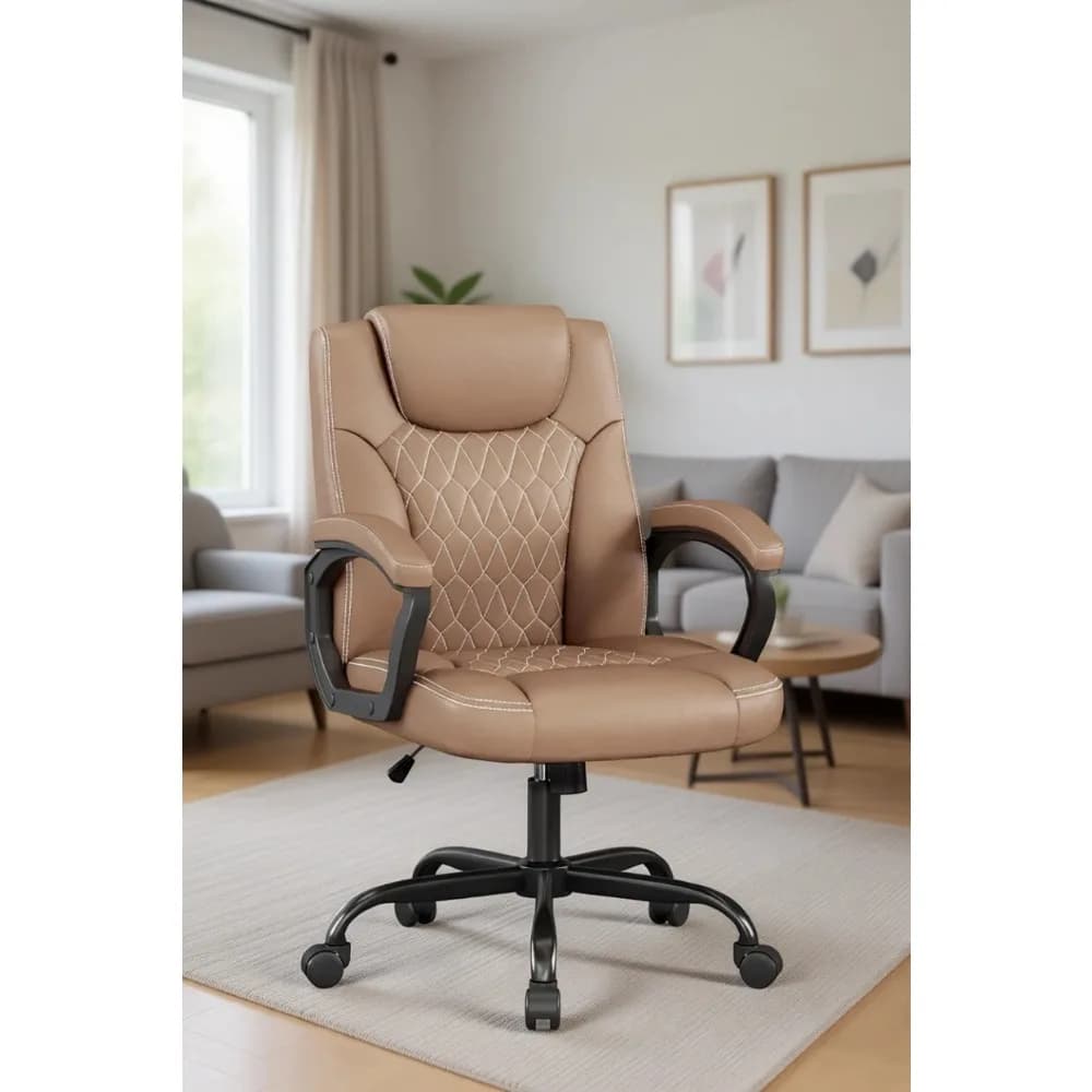 Executive Ergonomic Desk Chair with Fixed Armrest, Adjustable Height and 360° Swivel