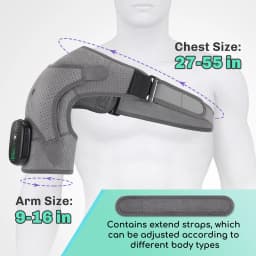 Cordless Shoulder Heating Pad, Shoulder Massager for Pain Relief Deep Tissue, Heated Shoulder Wrap with Heat and Massage for Men Women, Rotator Cuff Pain Heating Pad, Grey