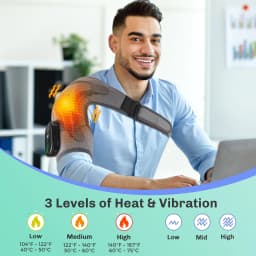 Cordless Shoulder Heating Pad, Shoulder Massager for Pain Relief Deep Tissue, Heated Shoulder Wrap with Heat and Massage for Men Women, Rotator Cuff Pain Heating Pad, Grey