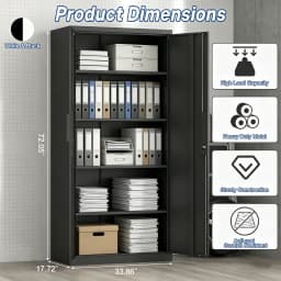 Metal Garage Storage Cabinet With 2 Doors And 4 Adjustable Shelves - 72"/70" Steel Lockable File Cabinet,Locking Tool Cabinets For Office,Home,Garage,Gym,School