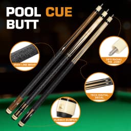 JOSSII W Series Pool Cue Sticks - Top Grade JMC Maple Shaft With 12.5mm Tip, Irish Line Wrap Grip With Traditional Decal Design Butt, 19-21oz Professional Billards Cue