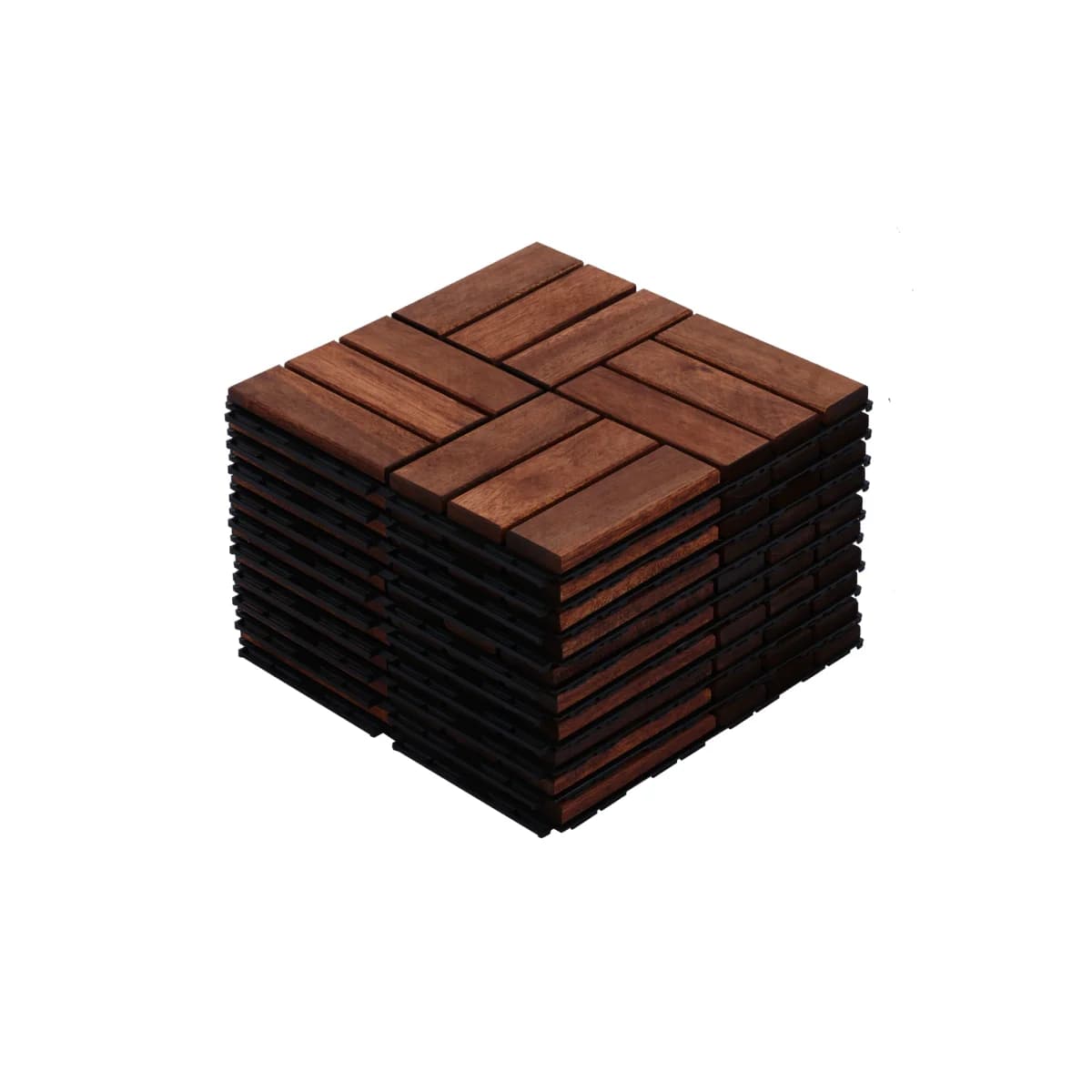 Acacia Wood Interlocking Deck Tiles Checker Pattern, 10PCS 12' X 12' Square Brown Acacia Hardwood Outdoor Flooring for Patio, Bancony, Pool Side,... RR