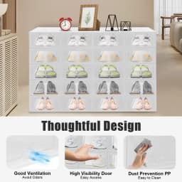20‑Pack Stackable Transparent Shoe Storage Boxes Foldable Shoe Organizer Set for Men Women Shoes Clothing Closet Space‑Saving Storage Containers