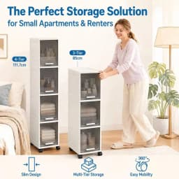 3/4 Floors Narrow Gap Storage Cabinets, Kitchen And Bathroom Narrow Storage Cabinets, Drawer Gap Multi Rack, Non Installed Light
