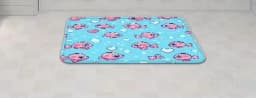 Cute Pink Fish Bath Mat: Kawaii Cartoon Sea Creatures & Hearts Pattern Rug for Kids Bathroom