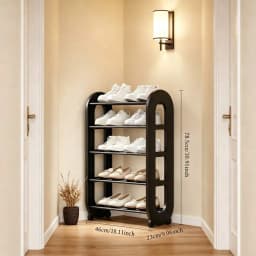 Cream Style 5-Tier Shoe Rack Easy Assembly Entryway Organizer For Small Space Bedroom Apartment