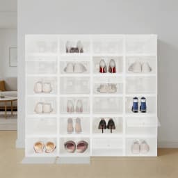 24Pcs Shoe Storage Box 13 Inch Clear Stackable Foldable Organizer Case with Breathable Heart Holes Dustproof Containers for Sneakers Heels Boots Under Bed Closet Bedroom Entrance Hall Living Room Dorm