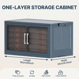 3‑Tier Foldable Plastic Storage Cabinet with Wheels, Double Fluted Transparent Door, Stackable Closet Organizer, Mobile Dust‑proof Storage Bin for Bedroom, Clothes, Toys, Snacks, Home Bedroom Living Room Organization