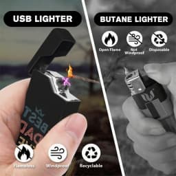 1pc Windproof Electric Arc Lighter with The Text BEST DAD EVER, Retro Style, USB Rechargeable, Dual Arc, Flameless Lighter, Metal Casing, Battery Display, Long-Lasting, a Gift for Dad, Portable, Father'S Day Gift, Valentine'S Day Gift
