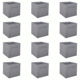 12 Pack Storage Cubes 13 Inch Modern Grey Fabric Storage Bins Collapsible Closet Storage Boxes Organizer Container Unit With Dual Handles For Shelves Clothes Toys Nursery Bedroom Housewarming Gift