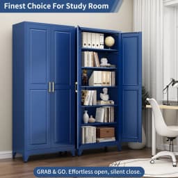 Polup 75" Pantry Cabinet with 5 Adjustable Shelving Tall Metal Storage Cabinet Blue Modern Kitchen Cabinet for Kitchen