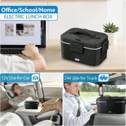 100W Electric Heated Lunch Box, Stainless‑Steel Food Container, Portable Car‑Home Dual‑Use Food Warmer with Insulated Carry Bag for Office, Travel, Road Trip