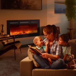 42 inch embedded/wall mounted electric fireplace with 750W/1500W two-stage heating 12 colors flame 0.5-9 hours timer with remote control black