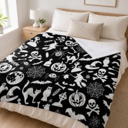 Halloween-themed blanket, 50x60 inches, graffiti blanket, soft and comfortable flannel blanket, paintable blanket, adult blanket, washable.