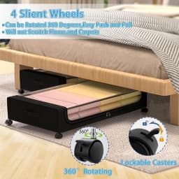 Underbed Storage with Wheels, 2Pack 60L Each Large Underbed Storage Containers Under Bed Shoe Storage for Clothes Blanket Book and Toys