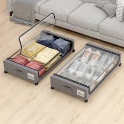 Underbed Storage with Wheels, 2Pack 60L Each Large Underbed Storage Containers Under Bed Shoe Storage for Clothes Blanket Book and Toys