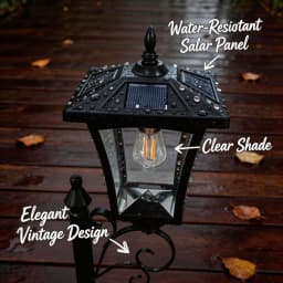 Solar Lamp Post Lights with Planter Box Outdoor, Waterproof Vintage Solar Lantern with Auto On/Off, Decorative LED Garden Light for Pathway Patio Porch