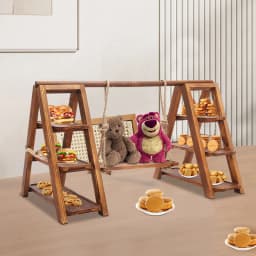 3‑Tier Solid Wood Dessert Display Stand Detachable Cupcake Serving Tray 6KG Load Capacity Decorative Tiered Plate for Wedding Birthday Party Decoration