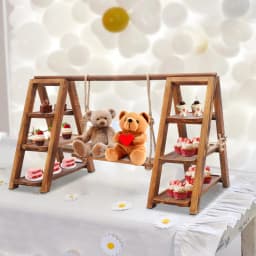 3‑Tier Solid Wood Dessert Display Stand Detachable Cupcake Serving Tray 6KG Load Capacity Decorative Tiered Plate for Wedding Birthday Party Decoration