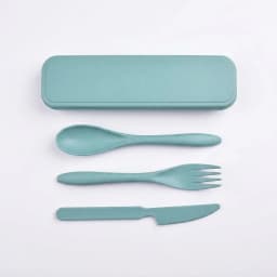 Zoyiancy 2 Set Portable Utensils With Case, Teal And Slate Blue Travel Spoon Fork Knife Lunch Flatware