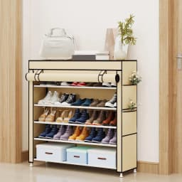 Large Capacity 10 Tier Shoe Rack Organizer with Dustproof Cover Space Saving 9 Grids Freestanding Shoe Storage Cabinet Adjustable Standing Shelf for Hallway Entryway Closet Home Furniture