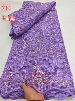 SGIAWETA-2026 Green High Quality Net Lace Soft Eligant Luxurious Mesh Lace Fabric Containing Beautiful Sequins, Suitable For Wedding Evening Dresses 5yard/1yard Purple-birthdaygift