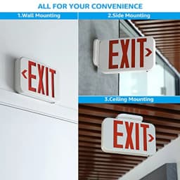 LED Exit Sign, Emergency Exit Light with Battery Backup, Double Face, UL 924, AC 120/277V, Damp Location, Hardwi Letter Exit Li