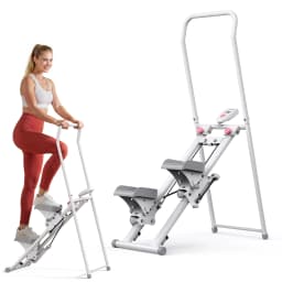 MERACH Stair Stepper for Home Gym Exercise, New Version Stairmaster for Full-Body Workout, Compact Folding Stair Climber with Extended Step Range, Adjustable Handlebar/Pedal