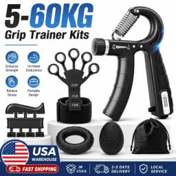 Grip Trainer Kit 5-60kg Adjustable Hand Gripper,Finger/Hand Strength Exercisers,Stress Ball,Forearm Ring for Muscle Build Relax Fitness