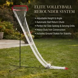 Volleyball Training Net Frame with Adjustable Height & Angle, 88.58-129.92in Portable Practice Net for Serving Passing Spiking, Red