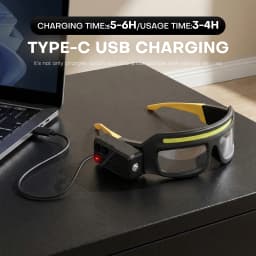Fast Charging LED Headlamp with Built-in Glasses Light Function, Built-in Smart Motion Sensor & Portable Induction Button Switch, Cool Styling, Separately Adjustable Multi Brightness Levels, Outdoor Gear for Night Running, Cycling, Fishing & Manual Repair