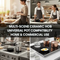 3000W 4 Burner Electric Cooktop Ceramic Hob 110V, 9 Heating Levels Sensor Touch Control, Built-in Countertop Radiant Stove with Child Safety Lock & Timer for Kitchen(No Plug), Black