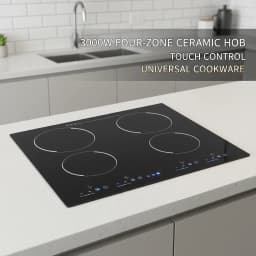 3000W 4 Burner Electric Cooktop Ceramic Hob 110V, 9 Heating Levels Sensor Touch Control, Built-in Countertop Radiant Stove with Child Safety Lock & Timer for Kitchen(No Plug), Black