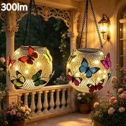 2pc Solar Butterfly Mesh Light - Outdoor, Upgraded Warm Color Solar Light, Outdoor Solar Hanging Light, Garden/Yard Decoration, Doorway Christmas Decoration Light