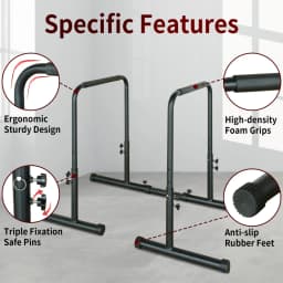 Power Tower Dip Station with Adjustable Height, Heavy Duty and Multi-Function for Fitness Training