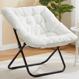 MCQ Faux Fur Ergonomic Foldable Office Chair X-shaped Metal Frame Soft Cushion Lumbar Support Heavy Capacity 450LBS For Office