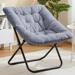 MCQ Faux Fur Ergonomic Foldable Office Chair X-shaped Metal Frame Soft Cushion Lumbar Support Heavy Capacity 450LBS For Office
